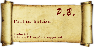 Pillis Balázs névjegykártya