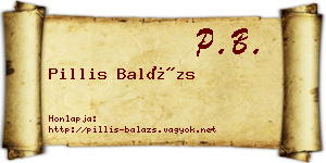 Pillis Balázs névjegykártya